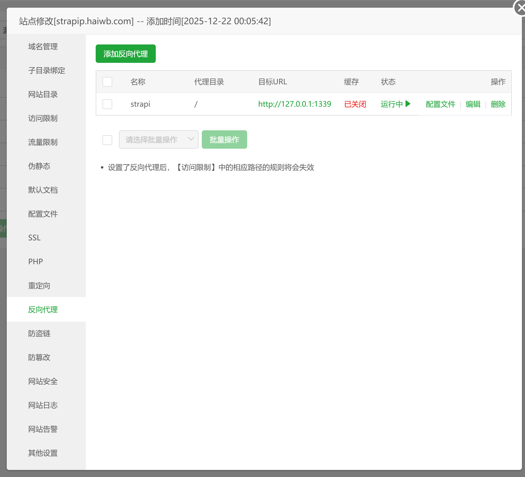 宝塔反向代理配置